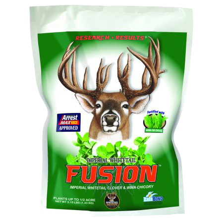 Imperial Whitetail Fusion combines the #1 food-plot seeds in the world, Imperial Whitetail Clover, with the outstanding performance of WINA perennial forage chicory for even greater tonnage, higher protein, and enhanced performance during heat and droughty conditions