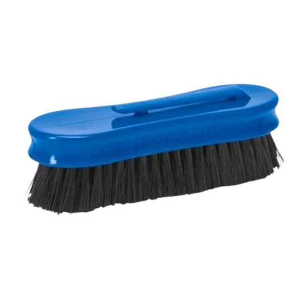 Blue Weaver Pig face brush with Plastic handle on a white background.