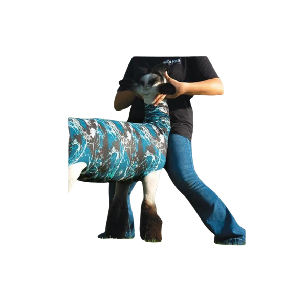 Weaver Sheep Spandex Tube n Tidal Wave which consist of blue, black and white.