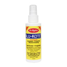 Dog and horse wound care antiseptic spray is an effective treatment of fungus infections, surface wounds, cuts, galls, chafes, abrasions, moist lesions, itchy fungus, eczema and sores; hoof, foot and pad sores. Protective wound dressing kills ringworm, too. Dries up blisters and pox-like scabby sores or lesions. Deep penetrating, quick drying and long acting.