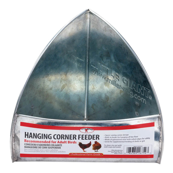 Miller Galvanized Hanging Corner Poultry Feeder Item 15162