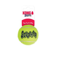 Combines two classic dog toys – the tennis ball and the squeaker toy – to create the perfect fetch toy. The durable, high-quality Squeakair Ball will not wear down your dog's teeth. It is made with a special non-abrasive felt, compared to the abrasive material on normal tennis balls.