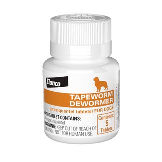 Each tablet contains 34 mg praziquantel. Not intended for use in puppies less than 4 weeks of age. Consult veterinarian before administering to weak or debilitated animals.