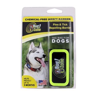 OBug Zone Tag that clips onto your dogs collar and protects them from fleas and ticks. 