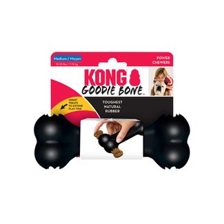 Made from the most durable KONG extreme natural rubber designed for determined chewers. Features patented goodie grippers ideal for stuffing treats to extend play time. Color/Black