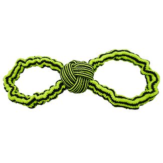 Durable, tightly woven rope fibers floss dog's teeth as they chew. Play tug-o-war with this to help dogs relieve stress.