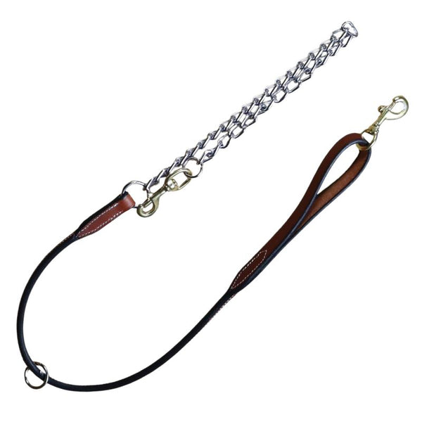 Rolled Leather Lead With Chain 