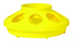 Feeder base combines with the Little Giant 1-Quart Screw-On Feeder/Waterer Jar (Item No. 690, sold separately) to make a gravity feeder for baby chicks and small birds. 8 openings for feeding