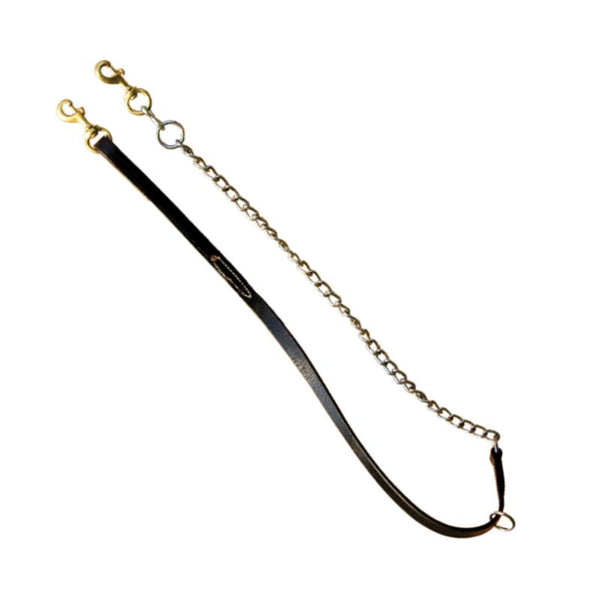 Black leather 3/4" Leather Tree Lead with Chain