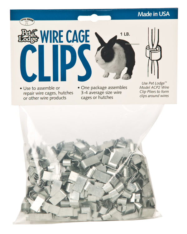 These handy metal clips are designed for assembling or repairing 14 to 16-gauge wire panels for rabbit hutches, pet homes, and other wire products. The ferrule-type clips wrap around wire or other material to fasten it together.