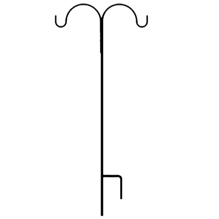 A Black double shepherds hook made from solid steel with offset hangers, great for hanging bird feeders or hanging baskets