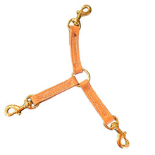 Brown Leather 3 Dog Coupler with Heavy Duty Clip