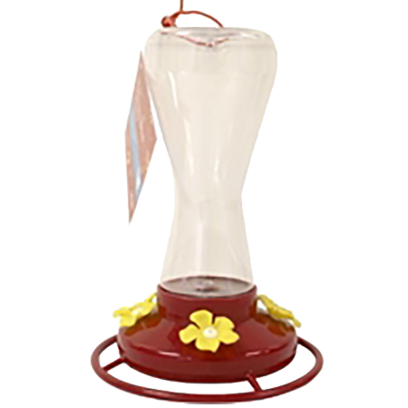 A simple design that works—the Heath Outdoor Products Hummingbird Feeder offers 4 feeding ports, a perch ring and holds up to 18 ounces of nectar.
