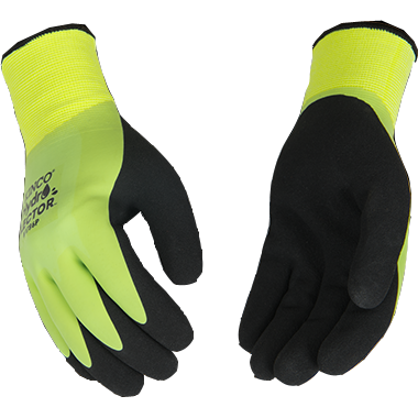 KINCO HYDROFLECTOR WATERPROOF HI-VIS GREEN LINED THERMAL KNIT SHELL & DOUBLE COATED LATEX GLOVE
