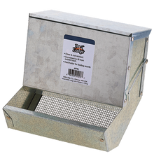 Independent wire hooks allow feeder to be attached to the inside of the hutch, or for more convenient filling to the outside with some wire cutting