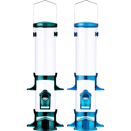 Durable polycarbonate tube protects and contains seed. Allows you to see when feeder needs to be refilled. Holds 3.2lbs of seed, can be pole mounted or hung.