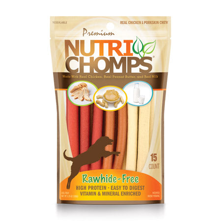NUTRI-CHOMPS 5″ Assorted Flavor Wrapped Mini Sticks -15 Count