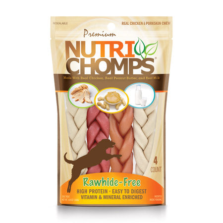 NUTRI-CHOMPS 6″ Assorted Flavor Braids -4 Count