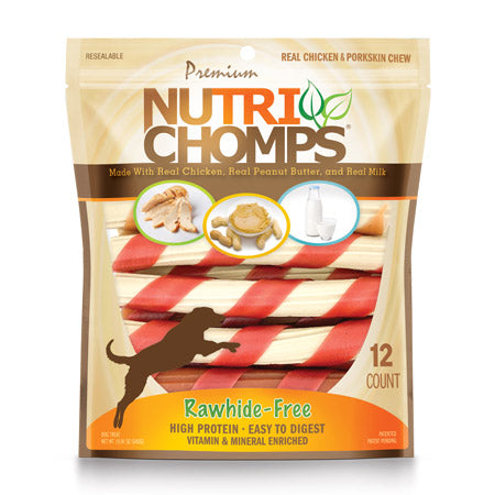 NUTRI-CHOMPS 6″ Assorted Flavor Wrapped Twists - 12 Count