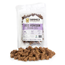 95% Venison Training Bites,  this is the ideal treat for picky dogs, allergy dogs, or dogs with sensitive stomachs.