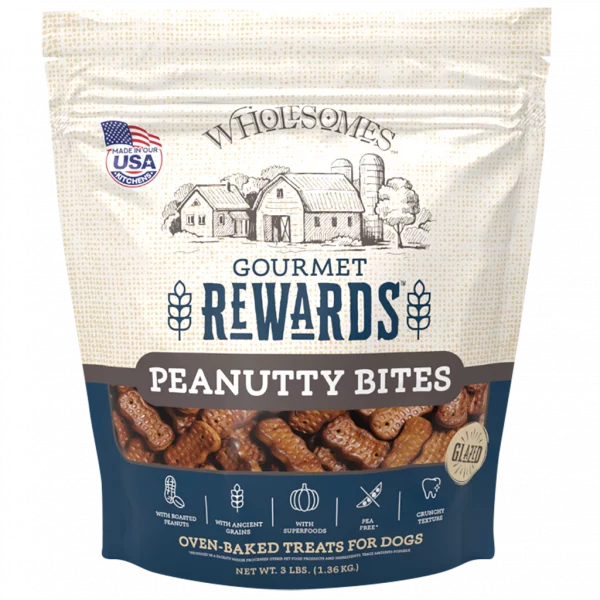 Wholesomes Gourmet Rewards Peanutty Bites Dog Treats  656545