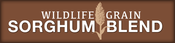 Logo for Wildlife Grain Sorghum Blend on a brown background