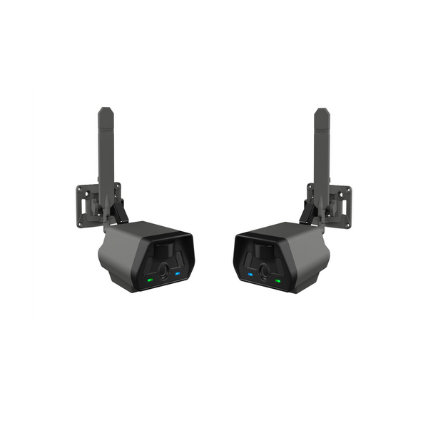 Two black electronic devices with antennas 