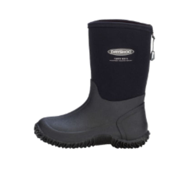 Black and gray rubber boot with Dryshod branding on a white background