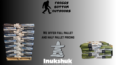 Froggy Bottom Outdoors advertisement with Inukshuk products on a gray background