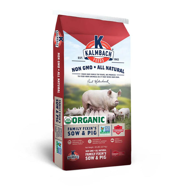Kalmbach Feeds organic family fixin's sow & pig feed bag 