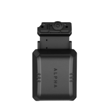 A black Garmin Alpha dog collar with a flex band attached.