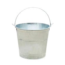 Metal bucket with a handle on a white background
