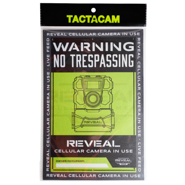 Tactacam packaging with warning label and camera illustration