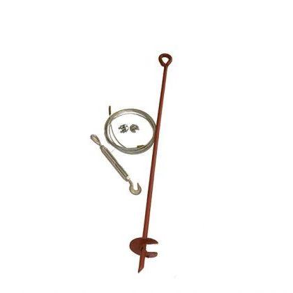 Securely attach any of your Stump Blinds to the ground with the Anchor Kit, Includes: Turn Buckle, 10′ Cable, Earth Anchor, 2 Cable Clamps
