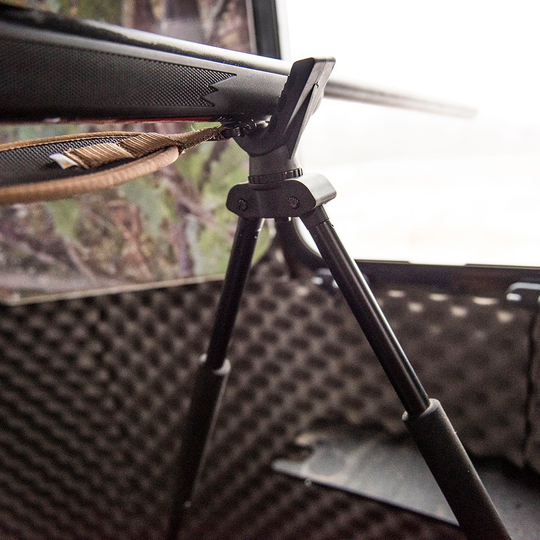 The Bi-Pod Shooting Stick is an adjustable two leg steady-shot gun rest.